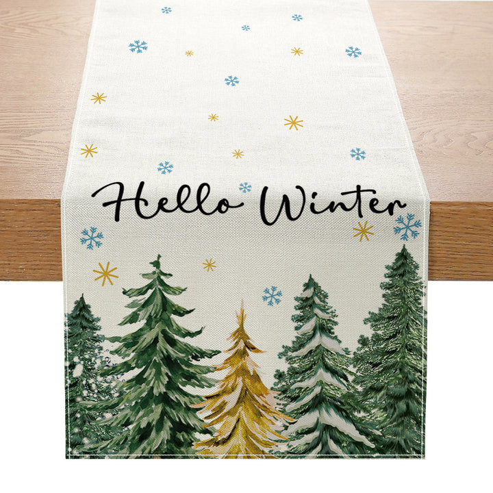 Festive Santa Stripe Table Runner Linen-Texture Holiday Dining Decor