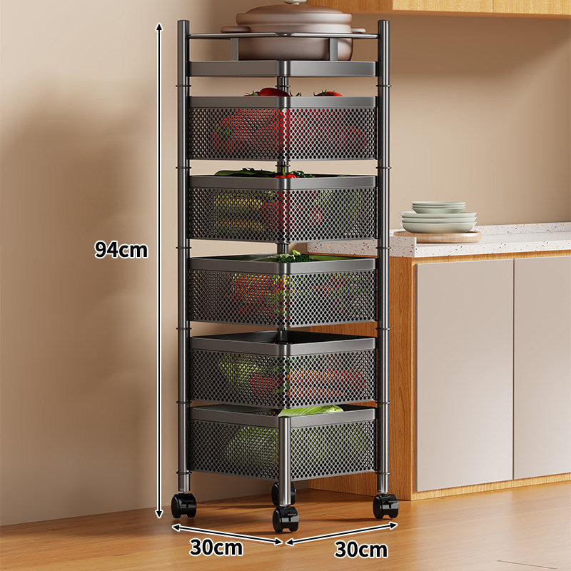 Slim Vertical Rolling Kitchen Mesh Organizer with Perforated Drawers
