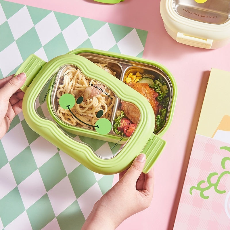 Smile-Themed Dual-Compartment Food Storage Container