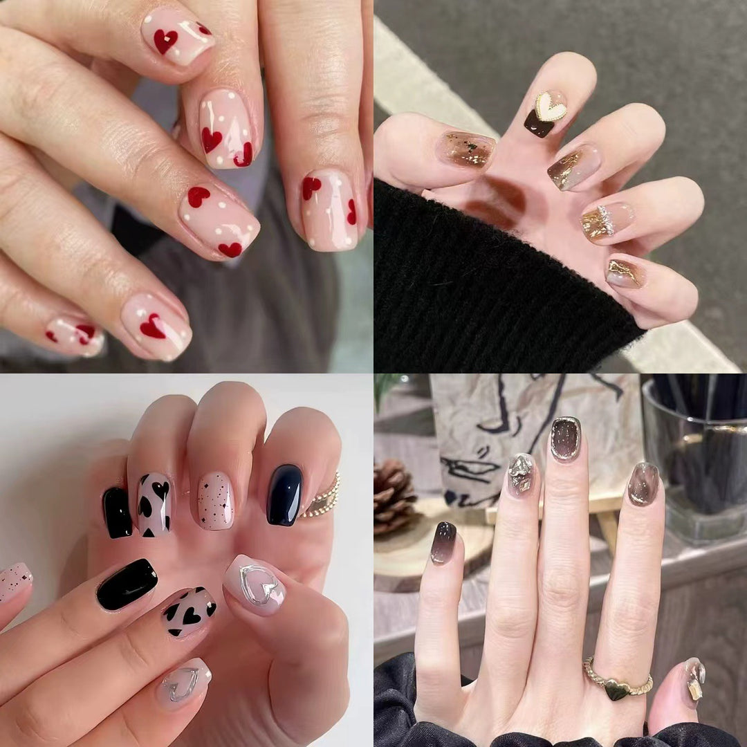 Artistic Heart-Themed Nail Extensions Stornfield