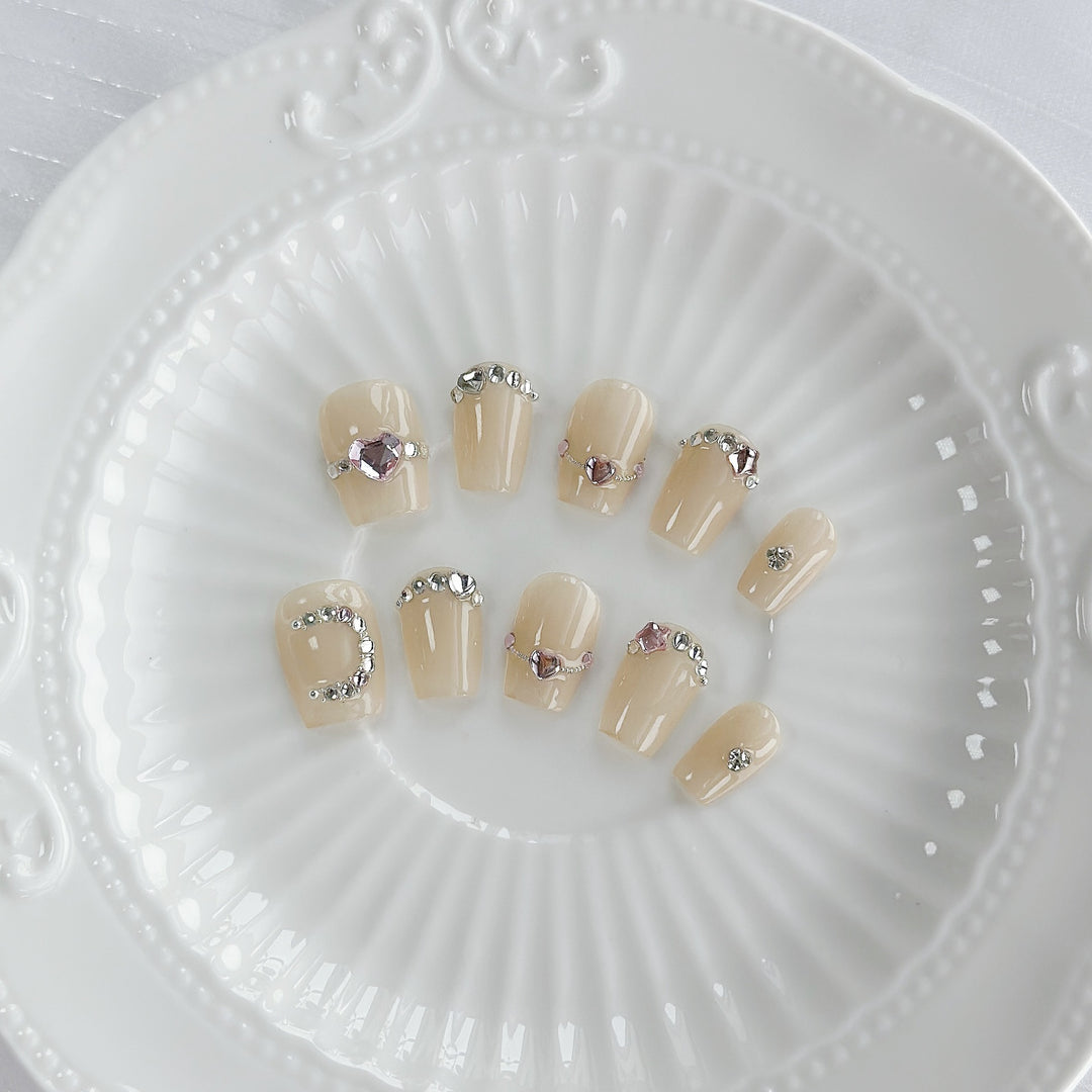Decorative Crystal-Embellished Press-On Nails