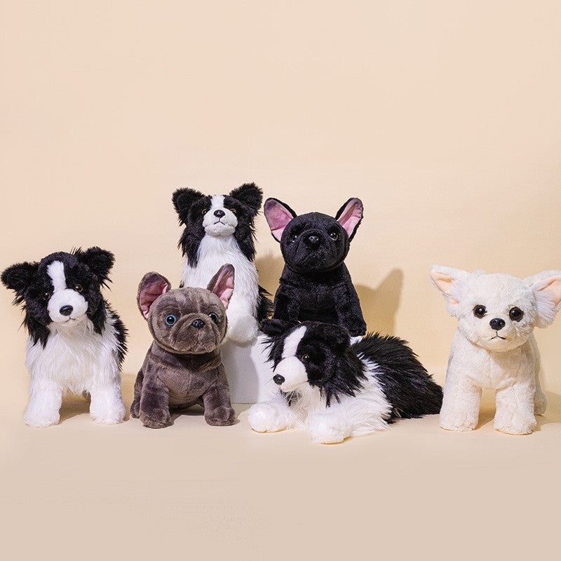 Realistic Seated Border Collie Plush Toy with Long Soft Fur Stornfield