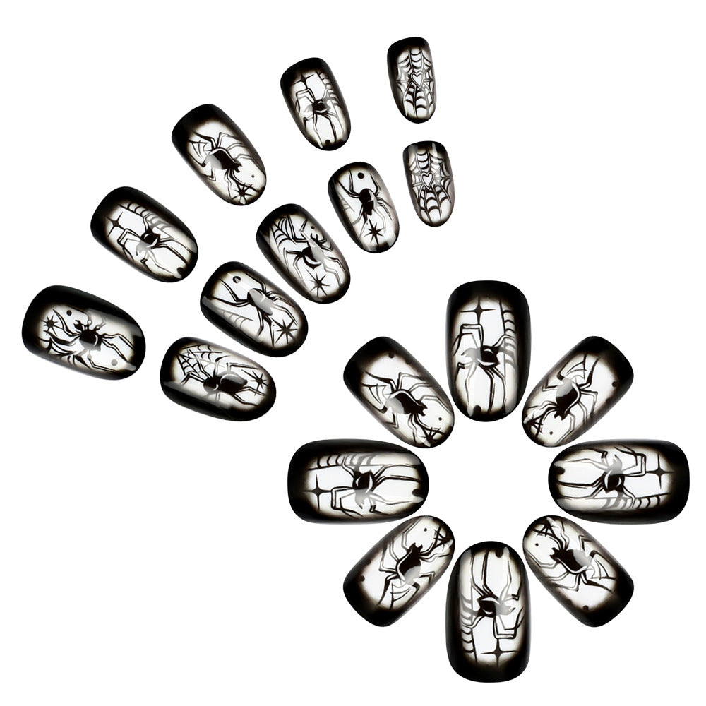 Creepy Spider-Themed Press-On Nail Art Set Stornfield
