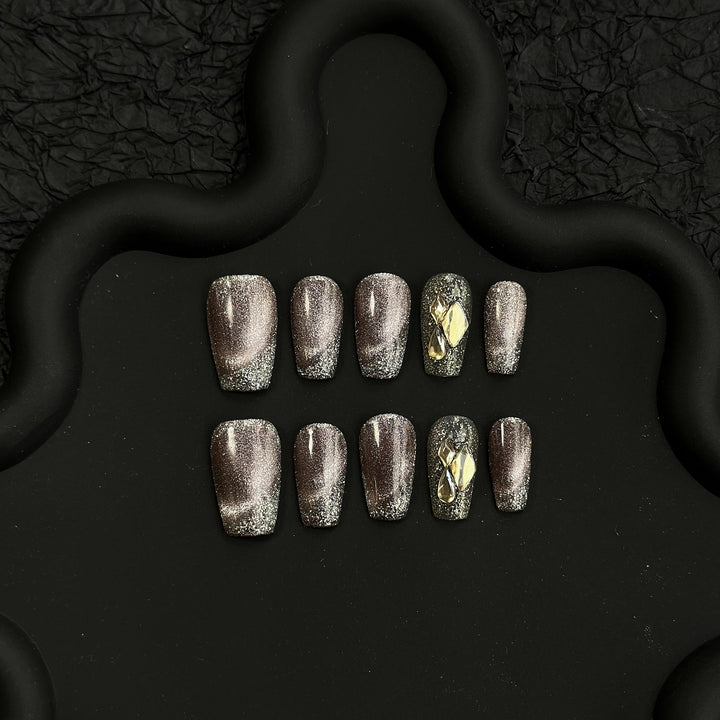 Sparkling Press-On Nail Set with Gem Accents