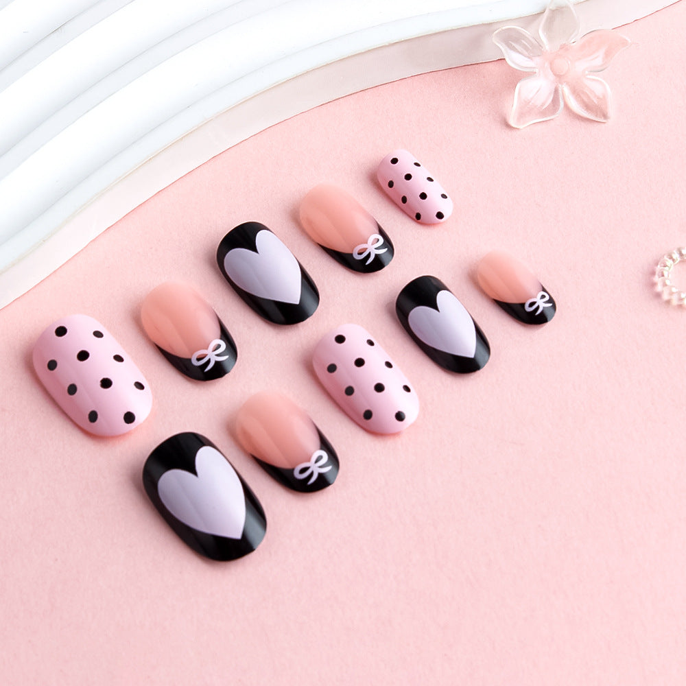 Artistic Heart-Themed Press-On Nail Set Stornfield