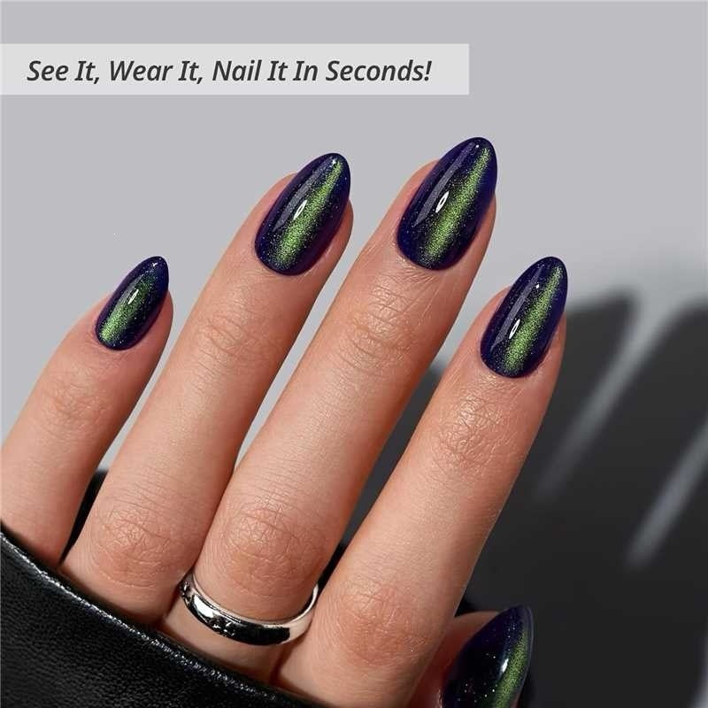 Elegant artificial nail set with high gloss and pointed design Stornfield