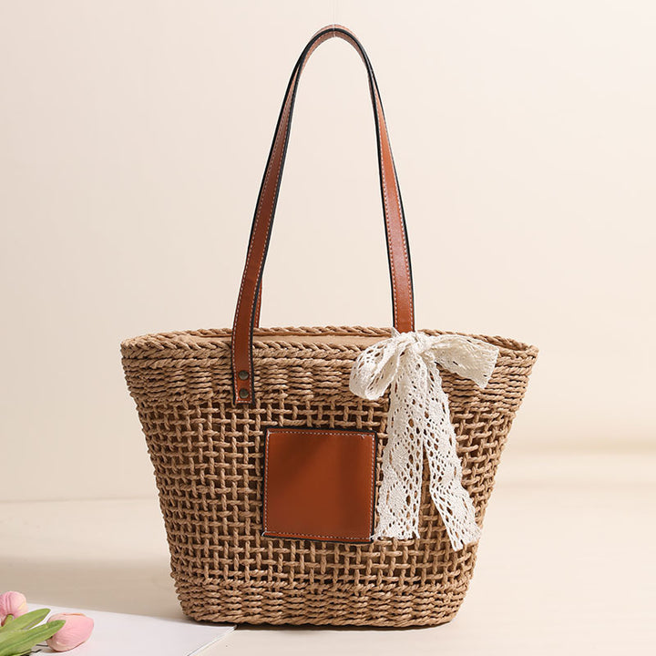 Handmade straw bag with elegant leather accents Stornfield
