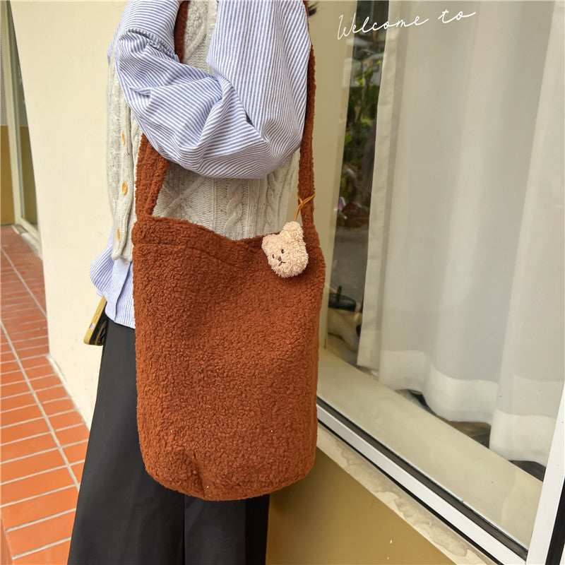 Cozy Faux Fur Bucket Bag