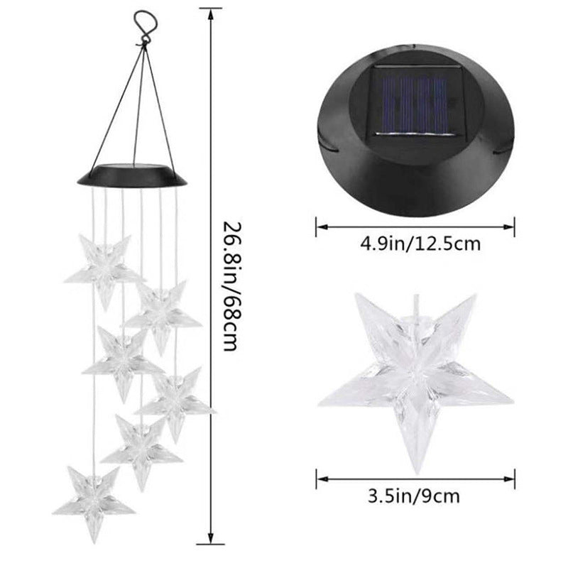 Solar-Powered Hanging Hummingbird LED Wind Chime With Color-Changing RGB Acrylic Birds And Weatherproof Top Stornfield