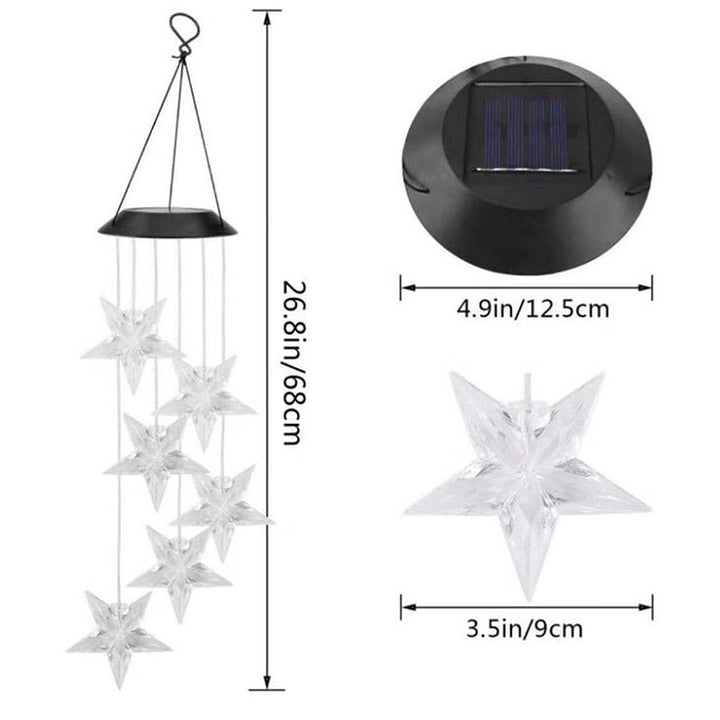 Solar-Powered Hanging Hummingbird LED Wind Chime With Color-Changing RGB Acrylic Birds And Weatherproof Top Stornfield