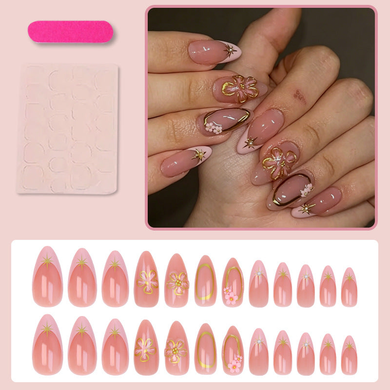 Art Nail Set with Blooming Designs Stornfield