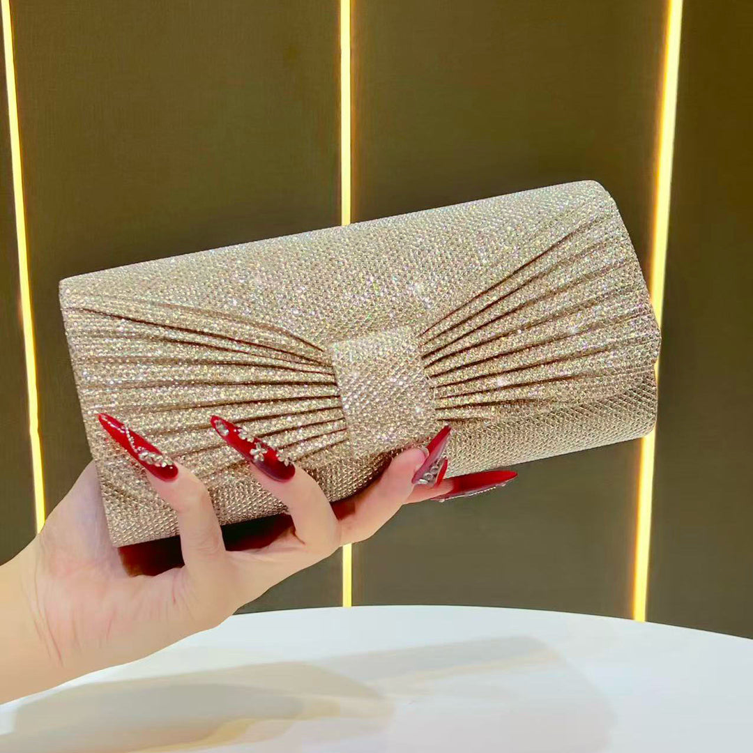 Glittering Pleated Evening Clutch