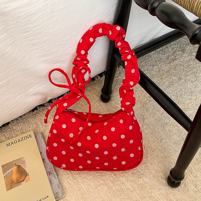 Polka Dot Textured Shoulder Bag
