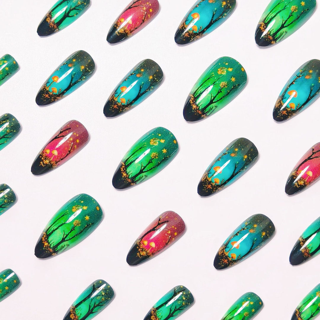 Creative Art Nails with Fascinating Forest and Mushroom Designs Stornfield