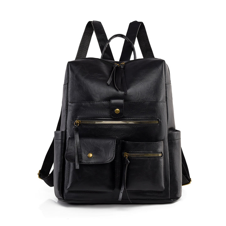 Stylish Multi-Pocket Faux Leather Backpack Stornfield