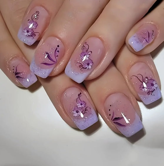 Elegant Floral Design Acrylic Nail Art Enhancements Stornfield