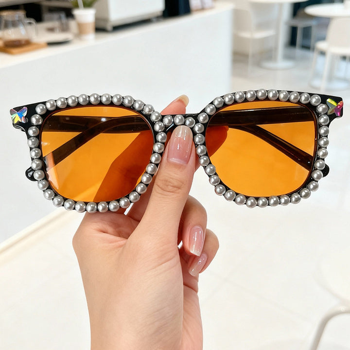 Luxury Pearl-Embellished Cat-Eye Sunglasses Stornfield