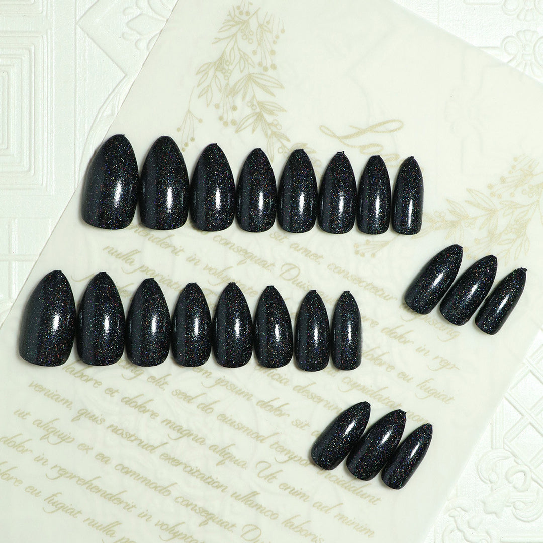 Glamorous Stiletto Press-On Nails with Glitter Finish Stornfield