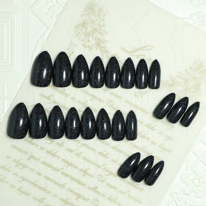 Glamorous Stiletto Press-On Nails with Glitter Finish Stornfield