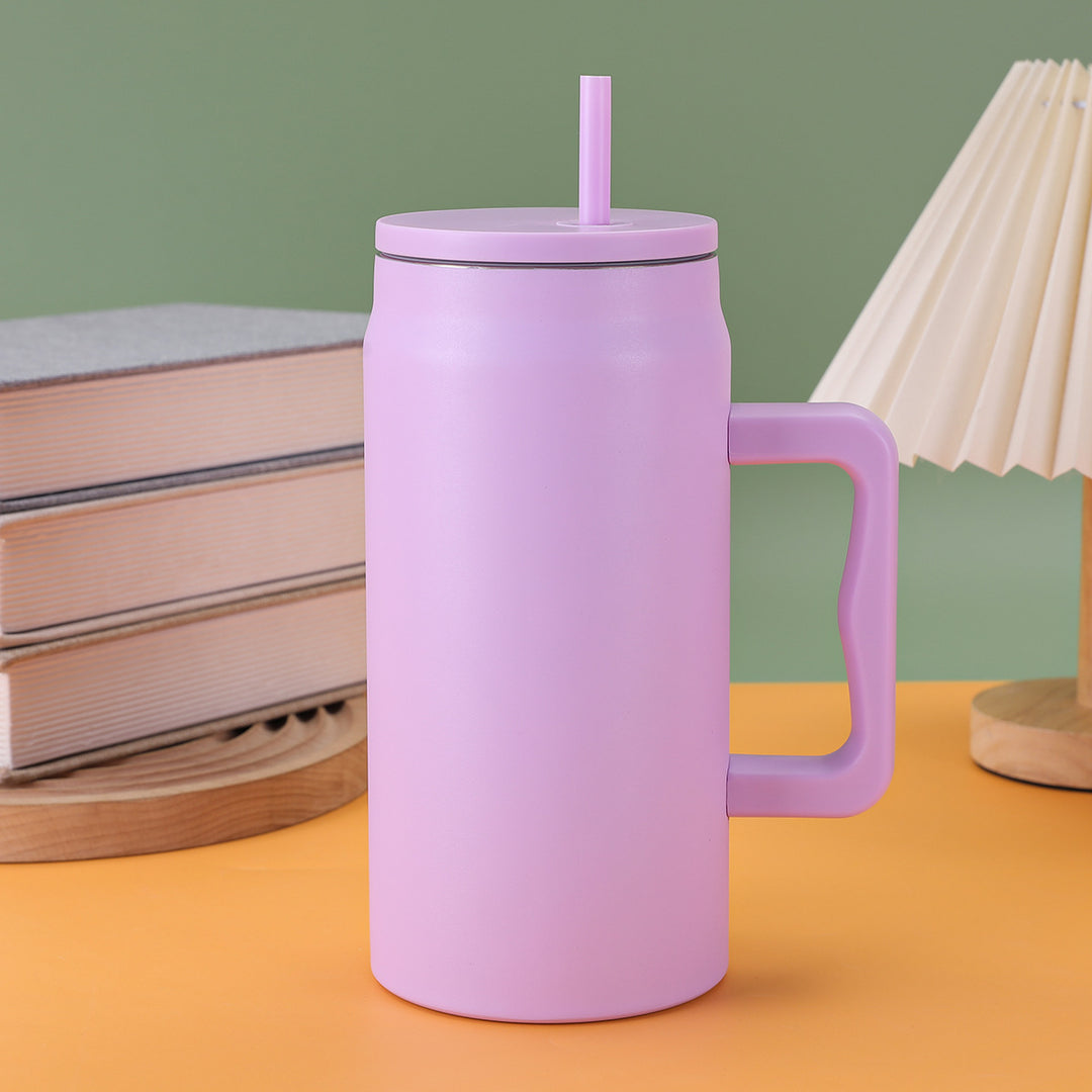 Women's reusable drinking cup with straw and ergonomic handle Stornfield