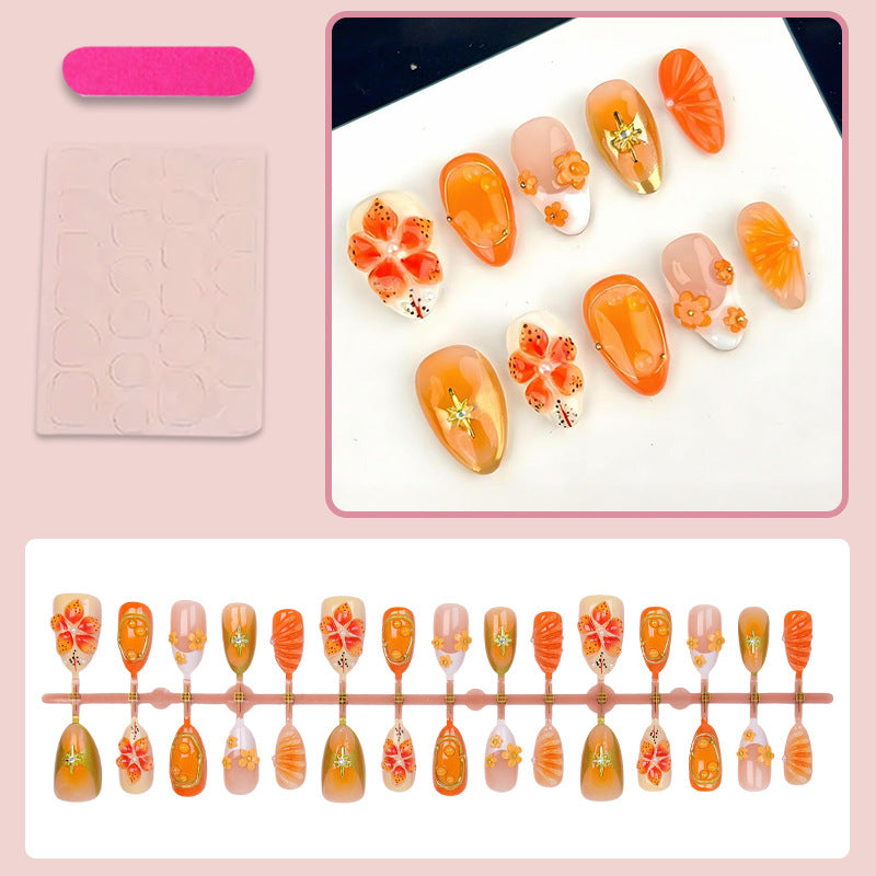 Acrylic nail set with cheerful flower and glitter details Stornfield