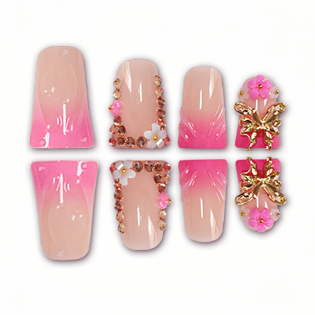 Artistic Long Nail Extensions with Floral Accents Stornfield