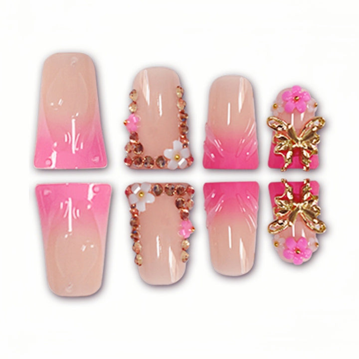 Artistic Long Nail Extensions with Floral Accents Stornfield