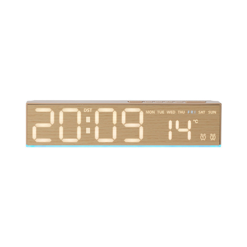 Digital alarm clock with wood look and temperature display Stornfield