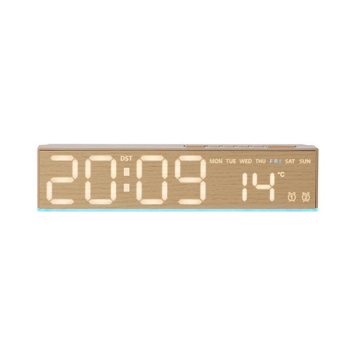 Digital alarm clock with wood look and temperature display Stornfield
