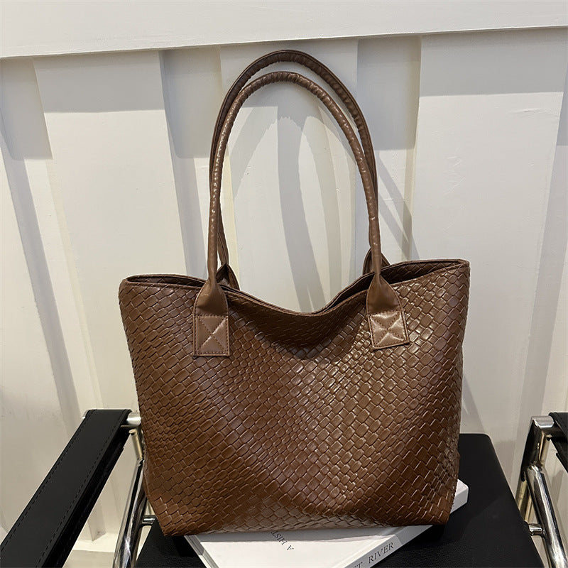 Woven Textured Tote Handbag