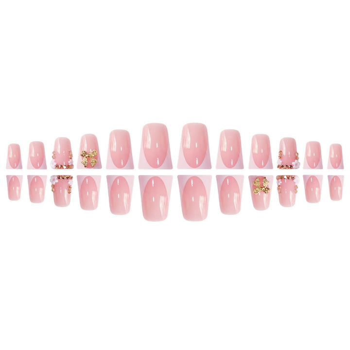 Decorative 3D Floral Press-On Nails with Gem Accents Stornfield