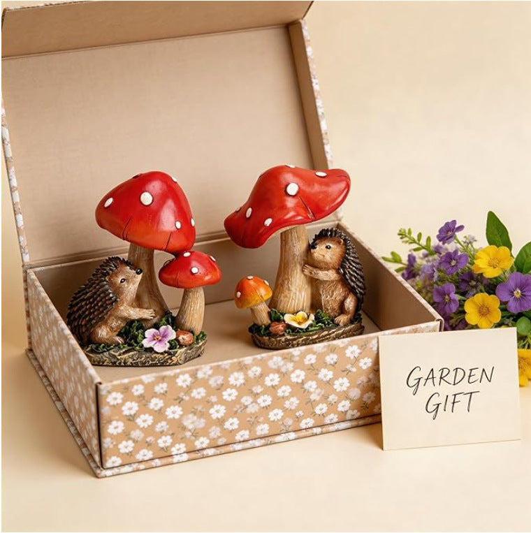 Cute decorative figure with hedgehog and fly agarics Stornfield