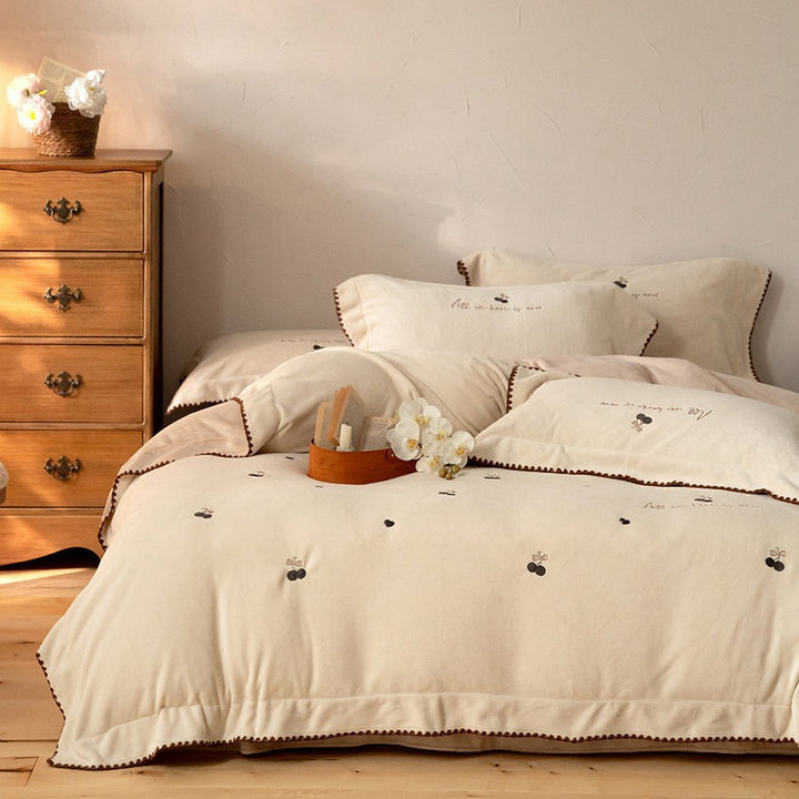 Linen-Blend Pintuck Duvet Cover Set with Matching Pillow Shams