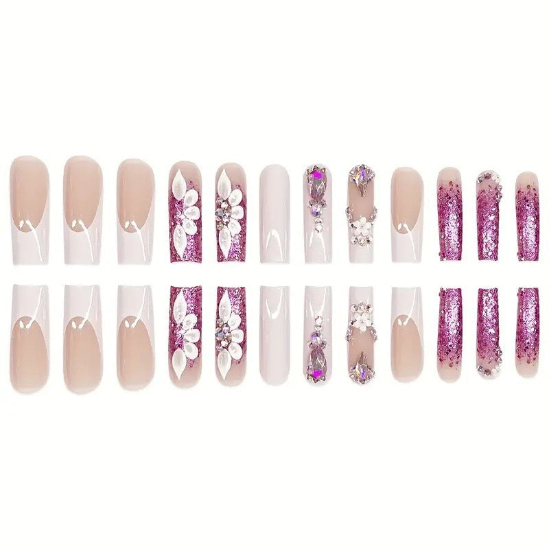 Artistic Rhinestone-Embellished Press-On Nail Extensions Stornfield