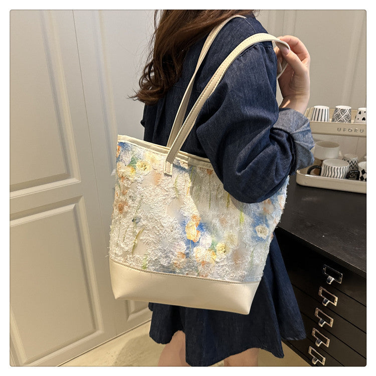 Artistic Floral Embroidered Tote Bag Stornfield