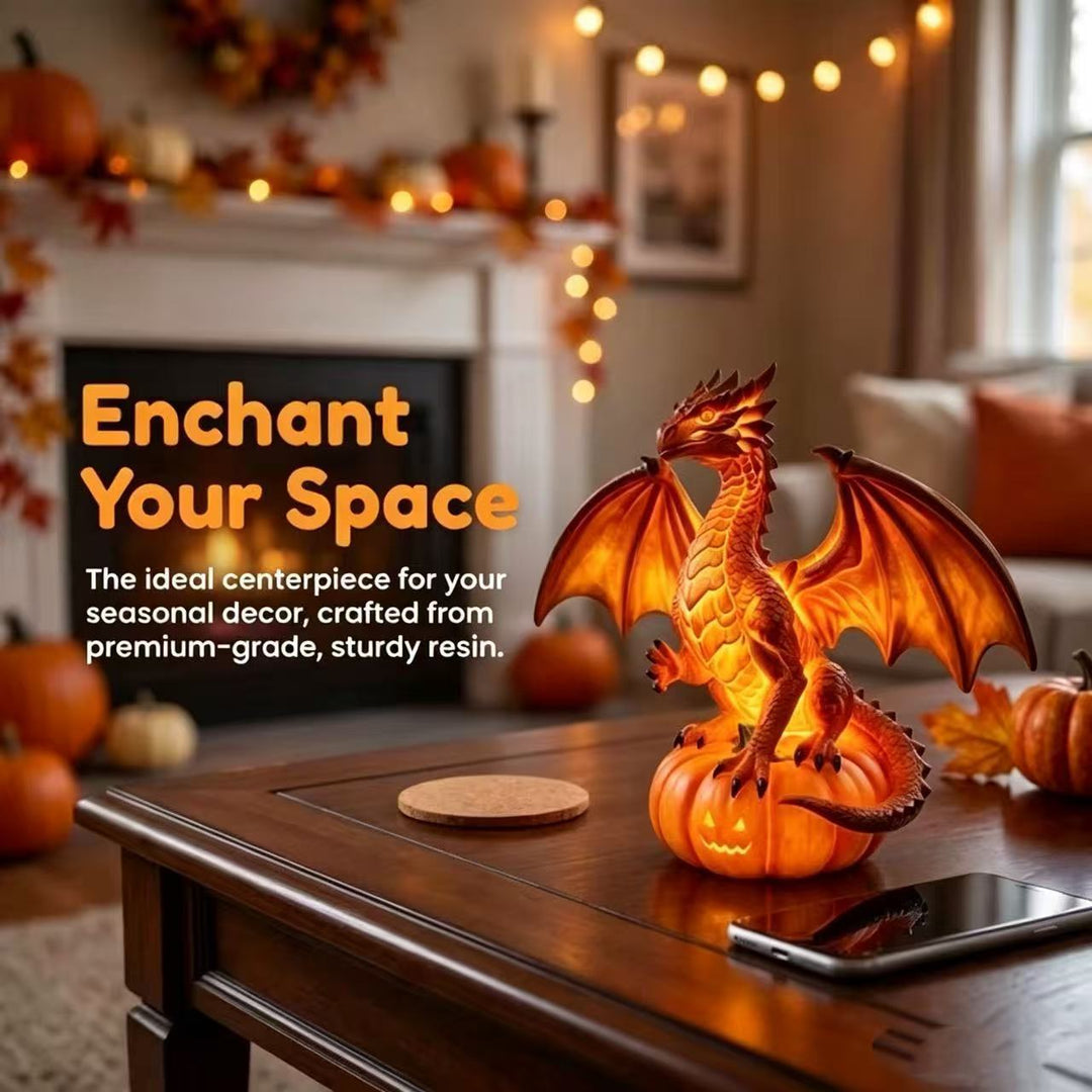 Decorative dragon on pumpkin lamp Stornfield