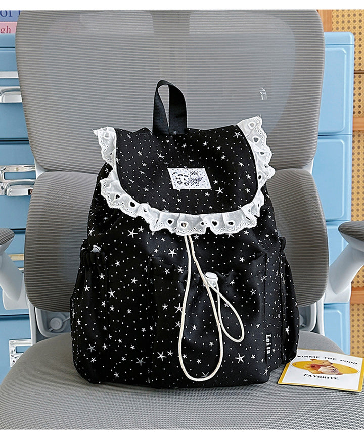 Star Print Ruffled Backpack Stornfield