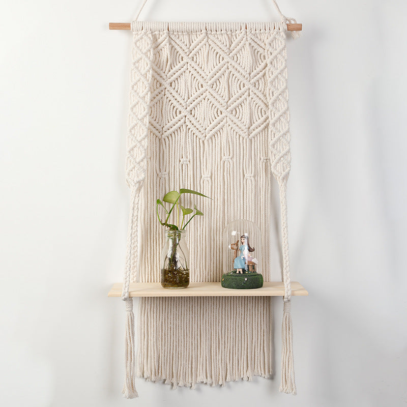 Macramé Wall Shelf with Integrated Plant Holder Stornfield