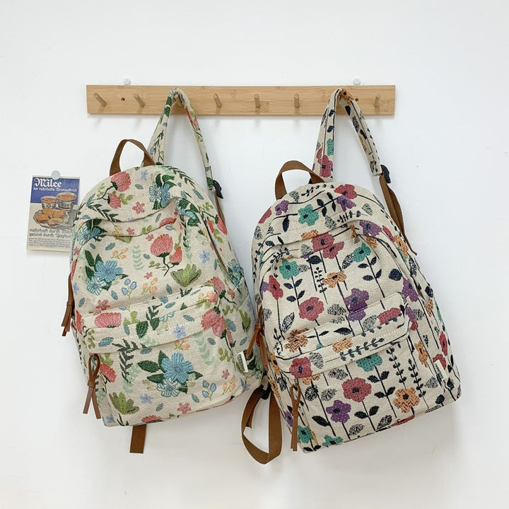 Floral Patterned Canvas Backpack Stornfield