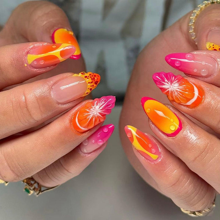 Elegant Artificial Nails with Botanical Designs Stornfield