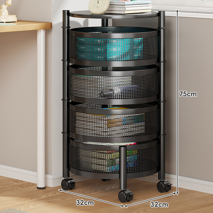 Compact Rolling Mesh Multi-Tier Corner Storage Cart
