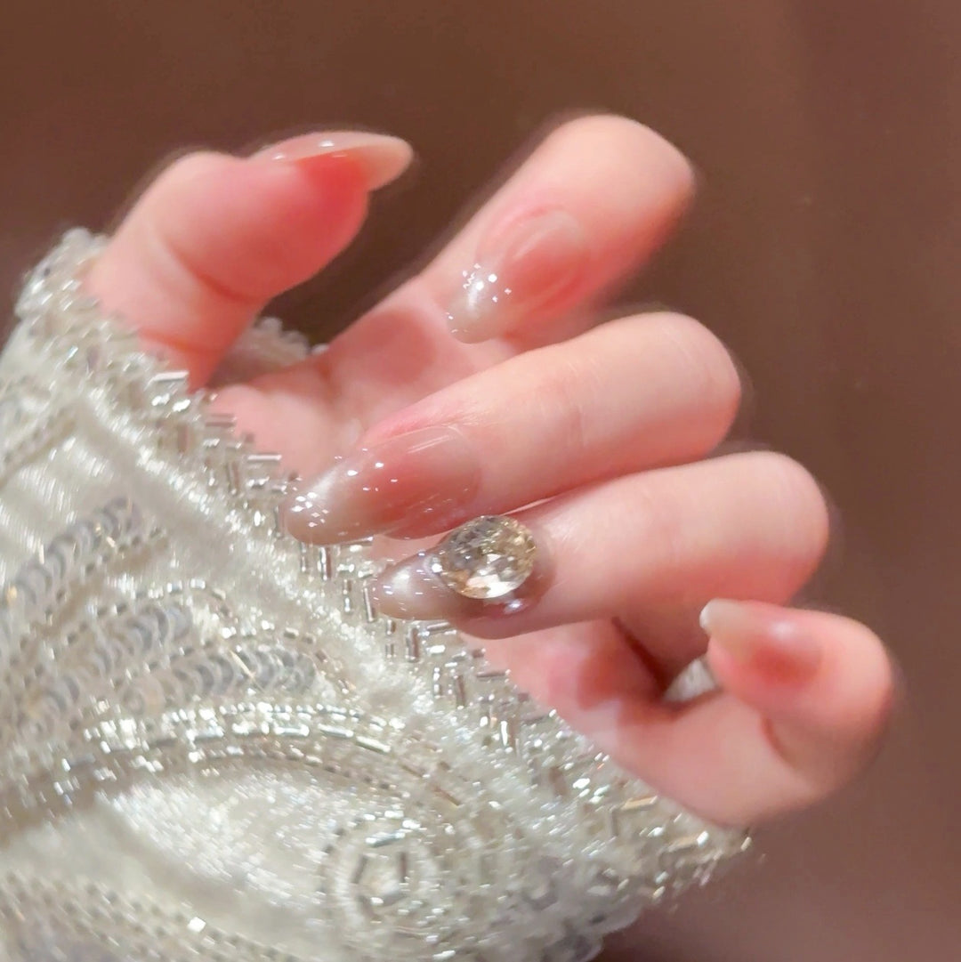 Elegant Crystal-Accented Press-On Nail Set Stornfield