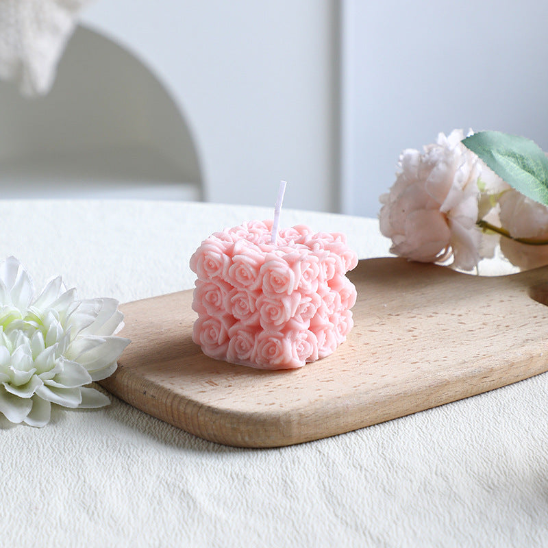 Hand-Poured Floral-Relief Cupcake Decorative Candle
