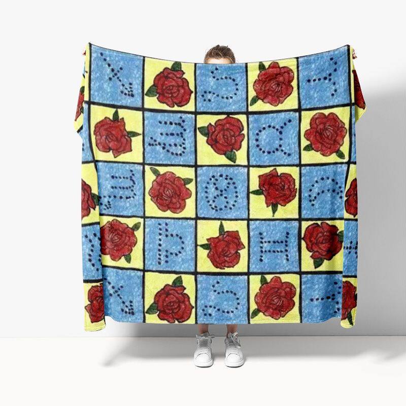 Decorative Floral Print Fleece Throw Blanket