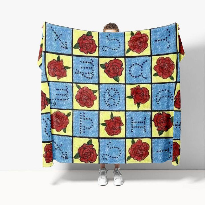Decorative Floral Print Fleece Throw Blanket