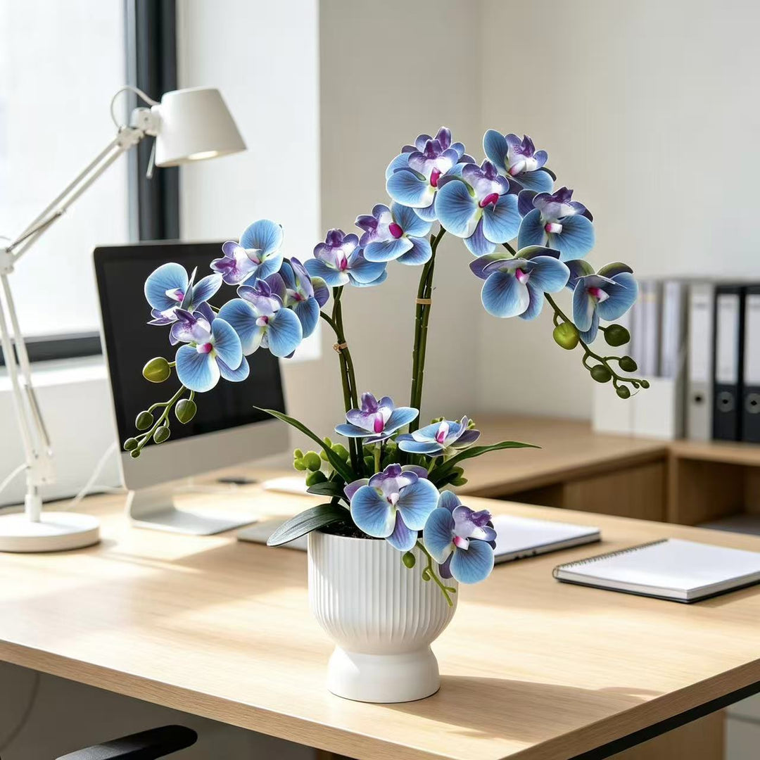 Lifelike Orchid Plant Arrangement for Tabletop Decor