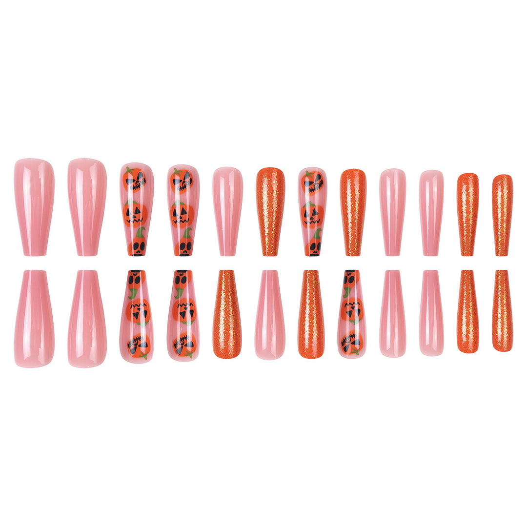 Pumpkin-Themed Stiletto Nail Art Extensions Stornfield