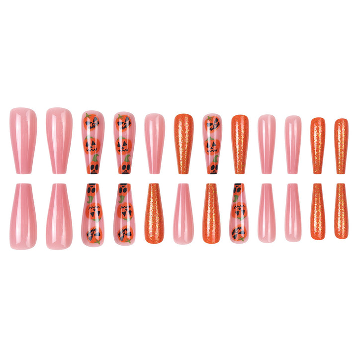 Pumpkin-Themed Stiletto Nail Art Extensions Stornfield