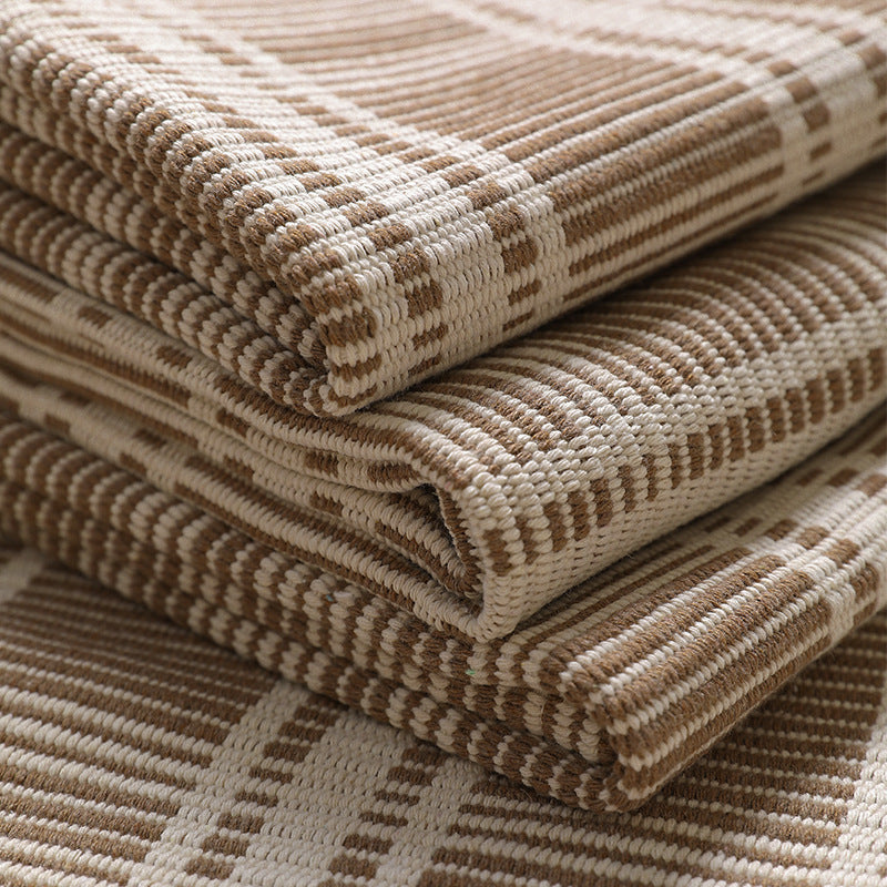 Non-slip sofa cover protection blanket with armrest extension and plaid weave structure
