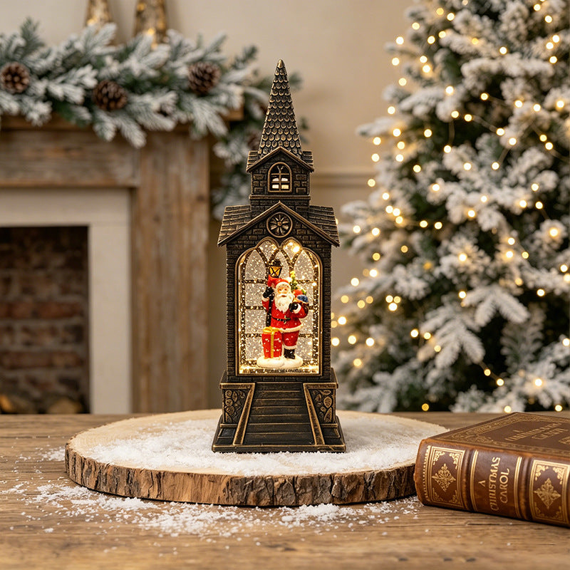 Nostalgic Christmas lantern with illuminated snowman scene Stornfield